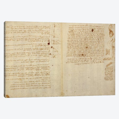 Scientific diagrams, from the 'Codex Leicester', 1508-12  Canvas Print #BMN3527} by Leonardo da Vinci Canvas Art Print
