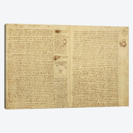 A page from the Codex Leicester, 1508-12  Canvas Print #BMN3529} by Leonardo da Vinci Canvas Art