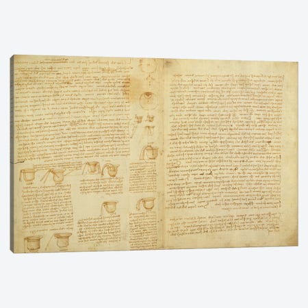 A page from the Codex Leicester, 1508-12  Canvas Print #BMN3531} by Leonardo da Vinci Canvas Art Print