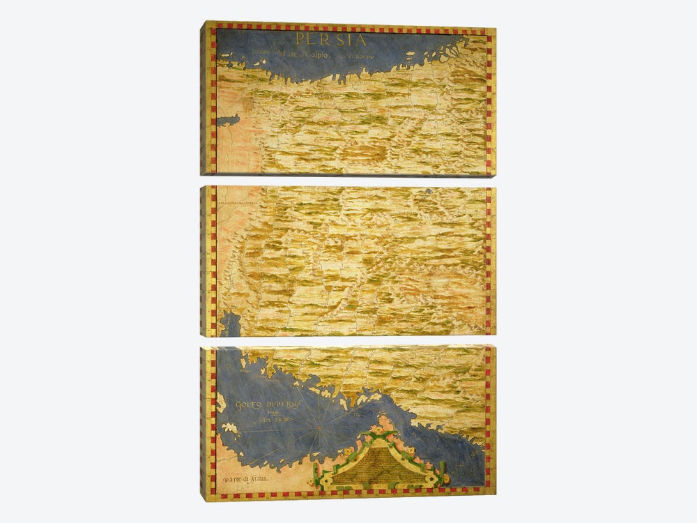 Map of Persia  3-piece Canvas Wall Art