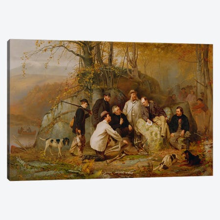 Claiming the Shot: After the Hunt in the Adirondacks, 1865  Canvas Print #BMN3553} by John George Brown Canvas Art Print