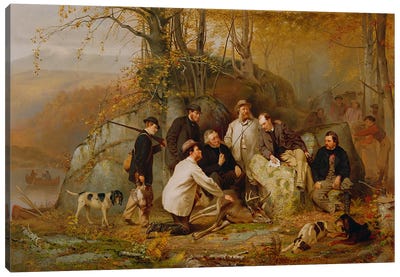 Claiming the Shot: After the Hunt in the Adirondacks, 1865  Canvas Art Print