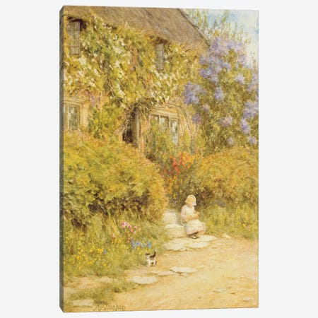 A cottage near Crewkerne  Canvas Print #BMN3566} by Helen Allingham Canvas Art Print