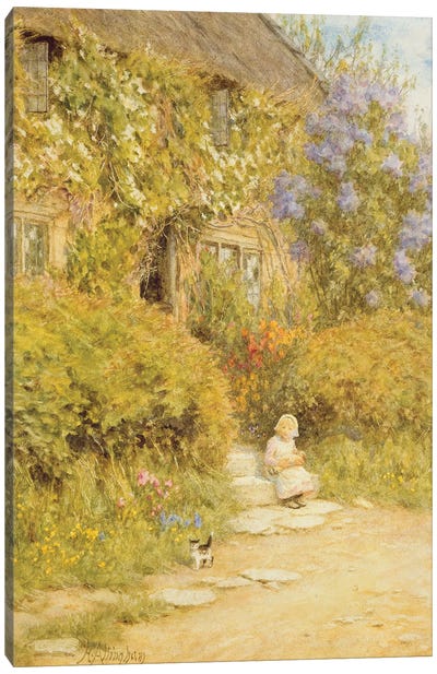 A cottage near Crewkerne  Canvas Art Print