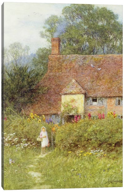 By the Cottage Gate  Canvas Art Print