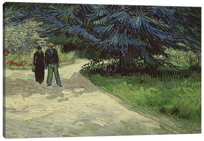 Couple in the Park, Arles, 1888  Canvas Art Print - Post-Impressionism Art
