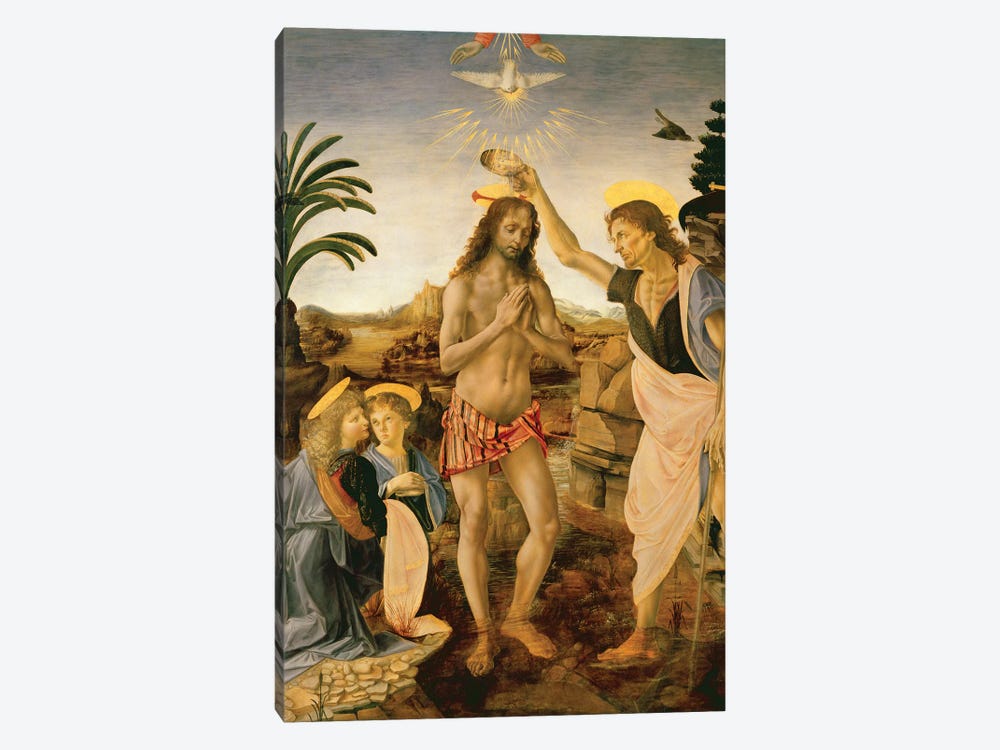 The Baptism of Christ by John the Baptist, c.1475  by Andrea del Verrocchio 1-piece Canvas Art