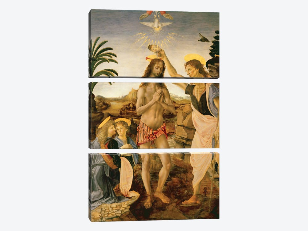 The Baptism of Christ by John the Baptist, c.1475  by Andrea del Verrocchio 3-piece Canvas Artwork