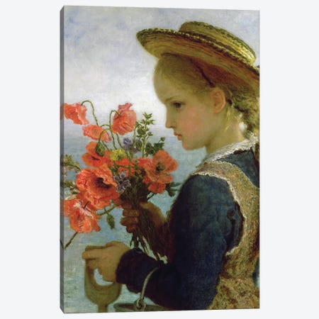 Poppy Girl  Canvas Print #BMN3605} by Karl Wilhelm Friedrich Bauerle Canvas Artwork