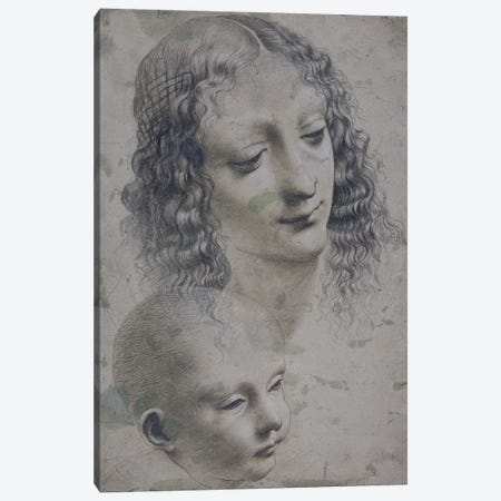 The head of a woman and the head of a baby  Canvas Print #BMN3643} by Leonardo da Vinci Art Print