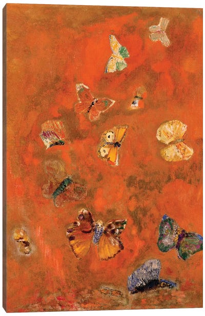 Evocation of Butterflies, c.1912  Canvas Art Print - Odilon Redon