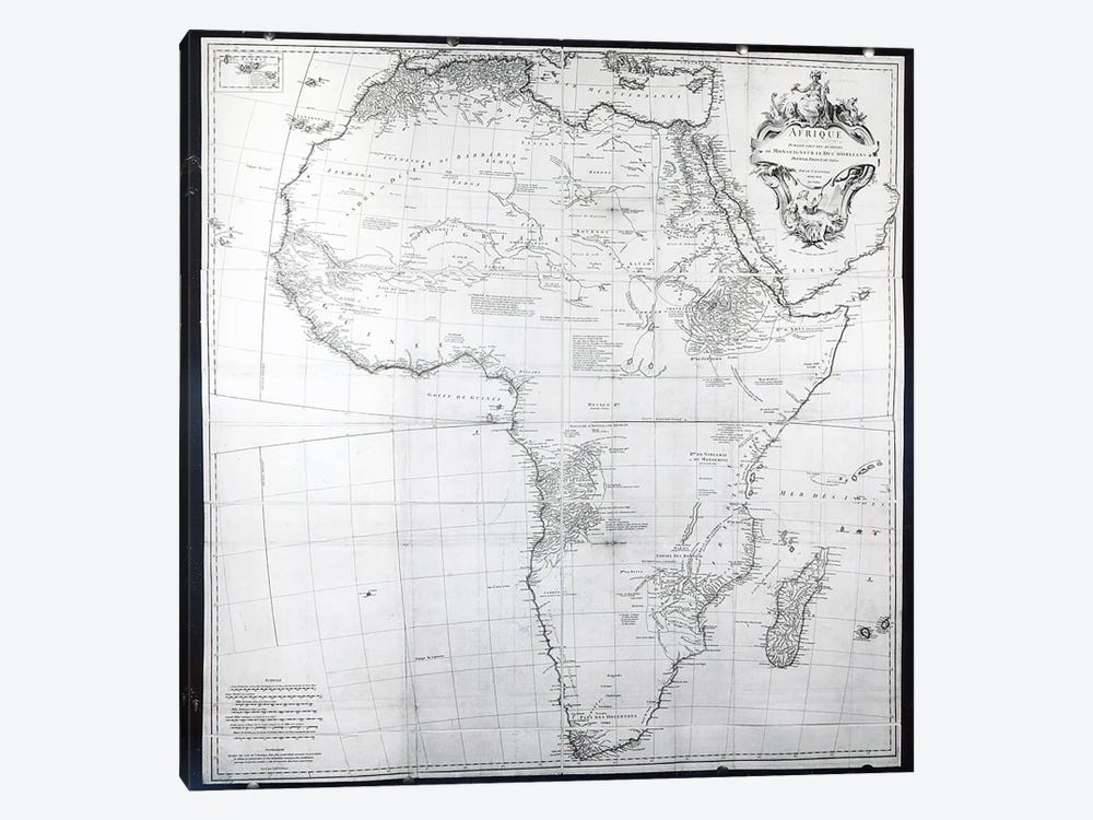 Map of Africa, engraved by Guillaume Delahaye, 1749  1-piece Canvas Art Print