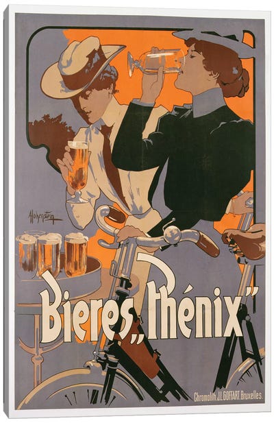 Poster advertising Phenix beer, c.1899  Canvas Art Print - Bicycle Art