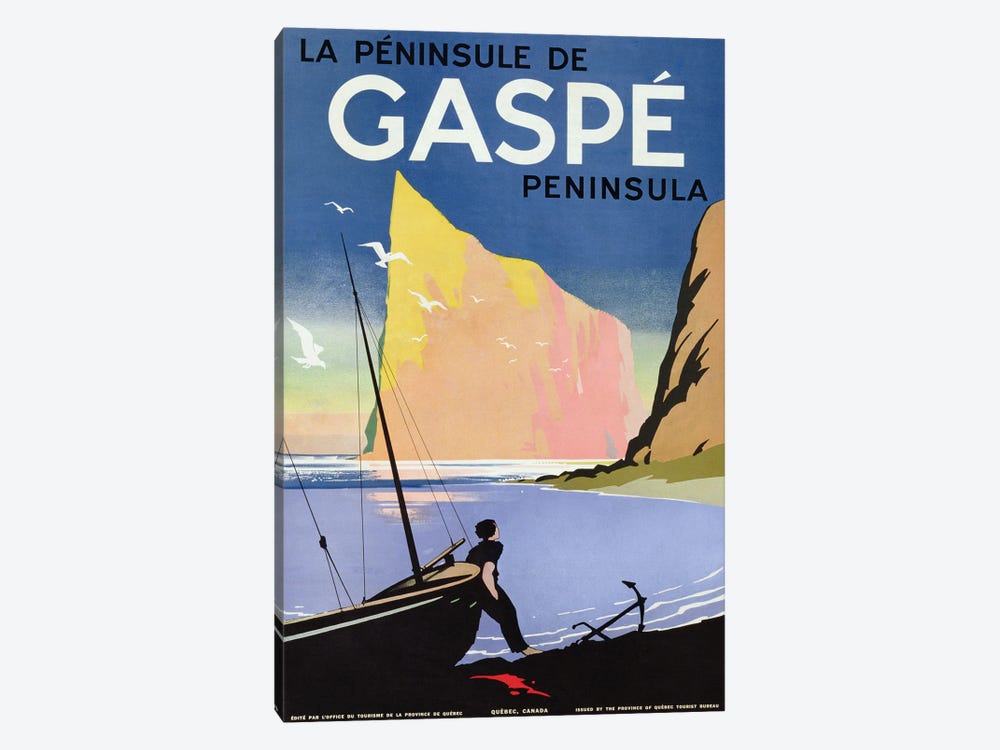 Poster advertising the Gaspe peninsula, Quebec, Canada, c.1938  1-piece Canvas Artwork