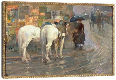 Paris Street Scene, c.1889  Canvas Art Print - Childe Hassam