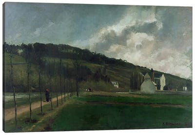 Banks of the river Marne in winter, 1866  Canvas Art Print - Hill & Hillside Art