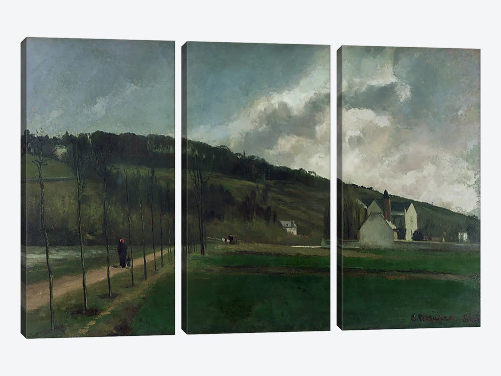 Banks of the river Marne in winter, 1866  by Camille Pissarro 3-piece Canvas Artwork