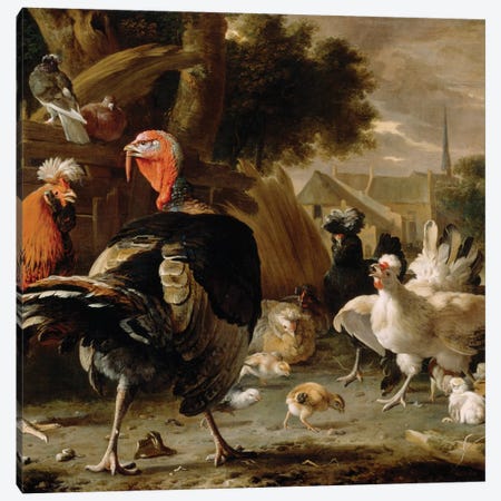 Poultry Yard, c.1668  Canvas Print #BMN3671} by Melchior de Hondecoeter Canvas Art
