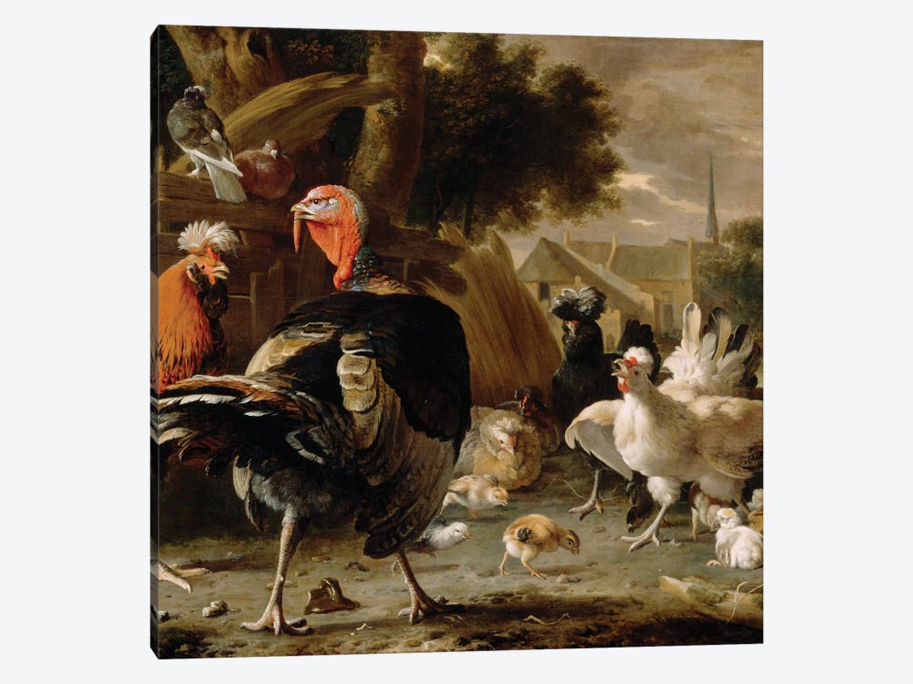 Poultry Yard, c.1668  by Melchior de Hondecoeter 1-piece Canvas Print