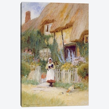 By the Cottage Gate  Canvas Print #BMN3676} by Arthur Claude Strachan Canvas Print