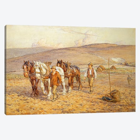 Ploughing Canvas Print #BMN3683} by Joseph Harold Swanwick Canvas Print