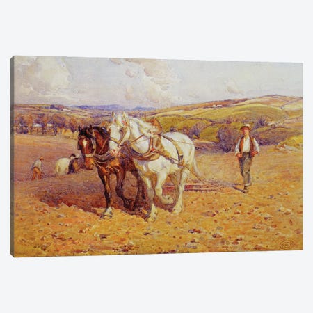 Ploughing Canvas Print #BMN3684} by Joseph Harold Swanwick Canvas Artwork