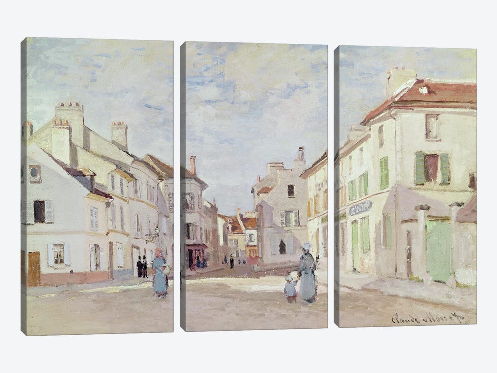 Rue de la Chaussee at Argenteuil  by Claude Monet 3-piece Canvas Art