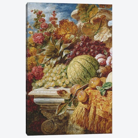 Still life with fruit  Canvas Print #BMN3696} by George Lance Canvas Art Print