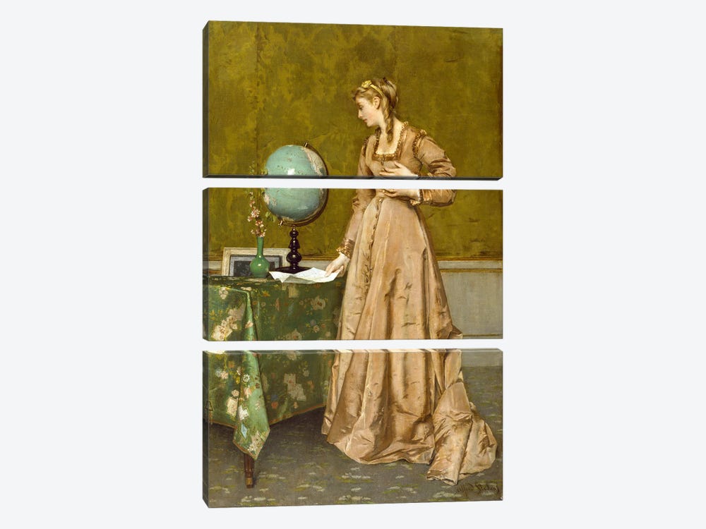 News from Afar, 1860's  by Alfred Emile Stevens 3-piece Canvas Print