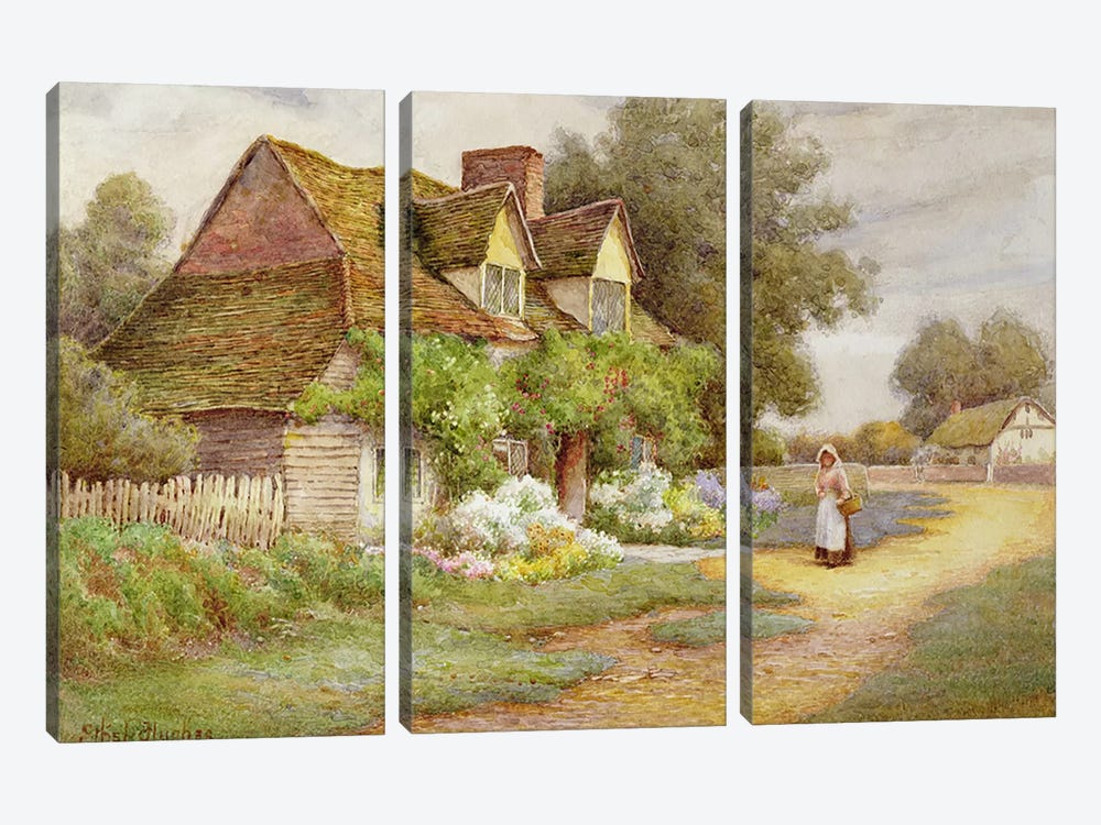 Outside the Cottage  by Ethel Hughes 3-piece Canvas Print