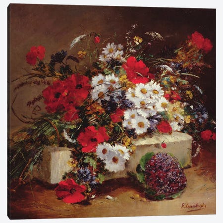 Poppies and Daisies  Canvas Print #BMN3722} by Eugene Henri Cauchois Canvas Artwork