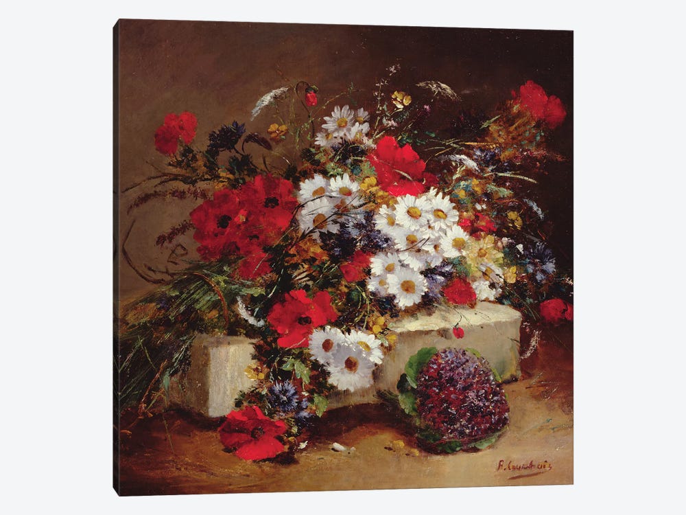 Poppies and Daisies  by Eugene Henri Cauchois 1-piece Canvas Artwork