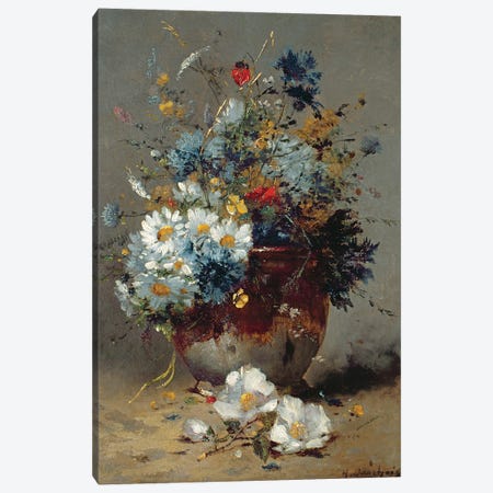 Daisies and Cornflowers  Canvas Print #BMN3723} by Eugene Henri Cauchois Canvas Wall Art