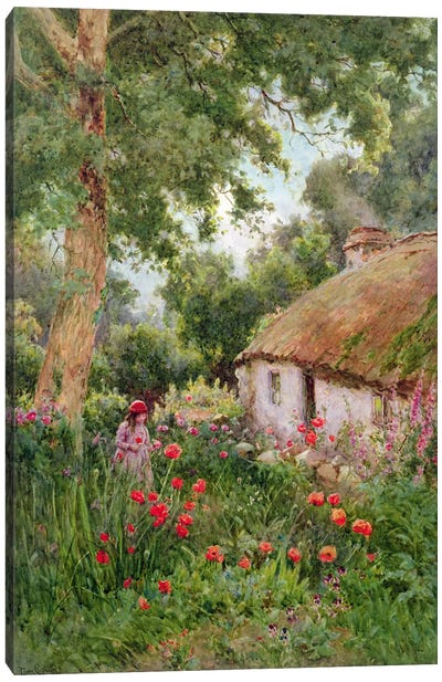 A Cottage Garden  Canvas Art Print - Artists Like Monet