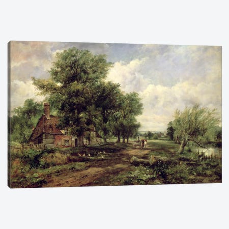 Wooded River Landscape With A Cottage And A Horse Drawn Cart Canvas Print #BMN374} by Frederick Waters Watts Art Print