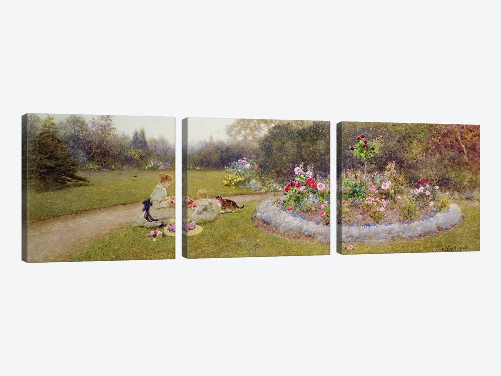 The Rose Garden, 1903  by Thomas James Lloyd 3-piece Canvas Wall Art