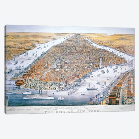 The City of New York, printed by Parsons and Atwater, published by Currier & Ives, 1876  Canvas Print #BMN3773} by American School Canvas Print