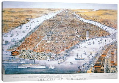 The City of New York, printed by Parsons and Atwater, published by Currier & Ives, 1876  Canvas Art Print