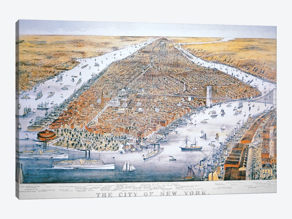 The City of New York, printed by Parsons and Atwater, published by Currier & Ives, 1876  by American School 1-piece Canvas Wall Art