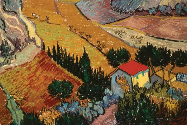 All Things Van Gogh: Landscape with House and Ploughman, 1889  by Vincent van Gogh