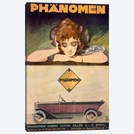 Advertisement for the Phanomen car, 1907-27  Canvas Print #BMN3800} by Behrmann Canvas Art Print
