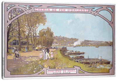 Poster advertising the attractions of a visit to the Parisian suburb of Athis-Mons with the 'Chemins de Fer d'Orleans', 1910-14  Canvas Art Print