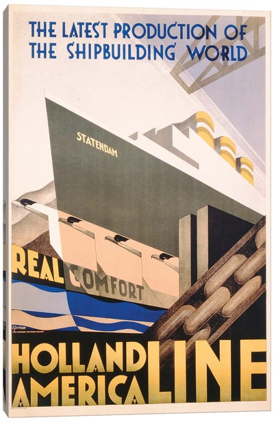 Advertisement for the Holland America Line, c.1932  Canvas Art Print