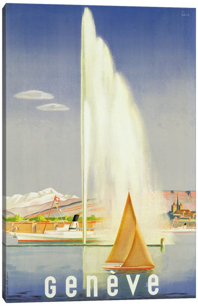 Advertisement for travel to Geneva, c.1937  Canvas Art Print - Cruise Ships