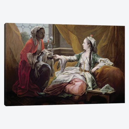 Sultana being offered coffee by a servant  Canvas Print #BMN3827} by Carle van Loo Canvas Art
