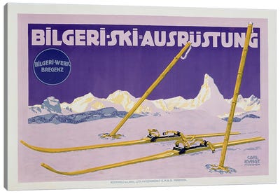 Advertisement for skiing in Austria, c.1912  Canvas Art Print - Skiing Art