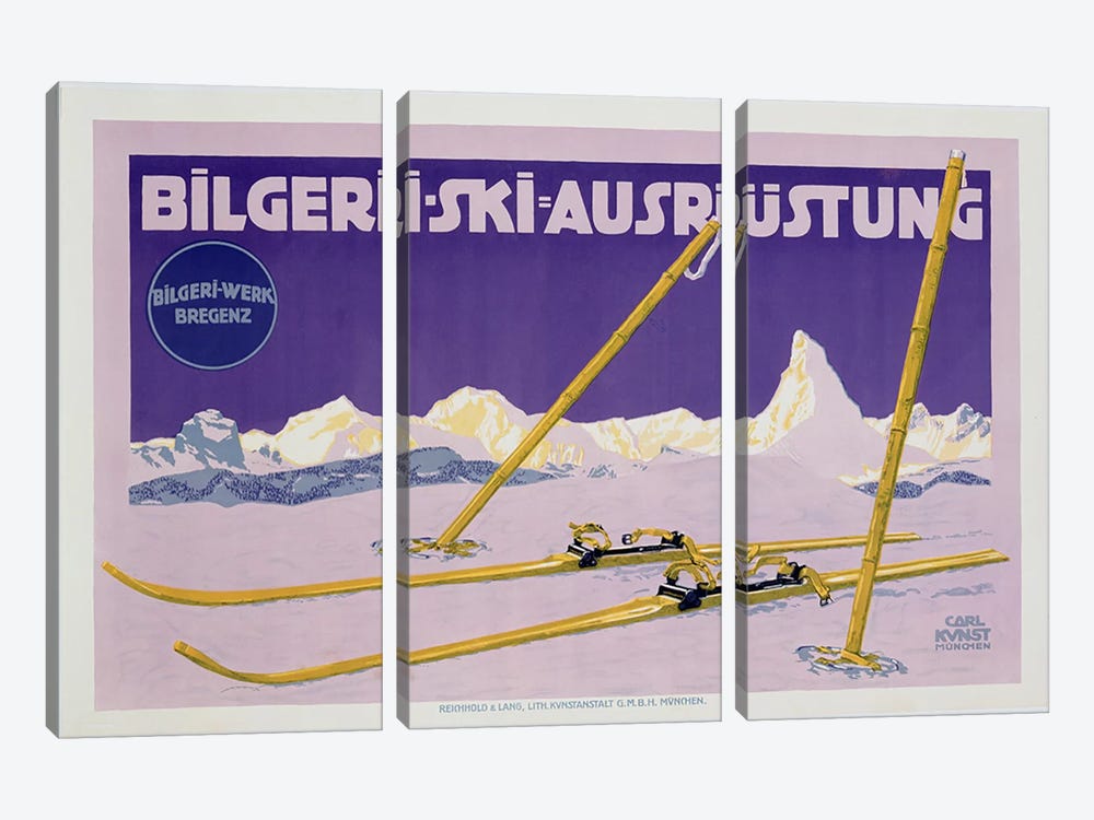 Advertisement for skiing in Austria, c.1912  by Carl Kunst 3-piece Art Print