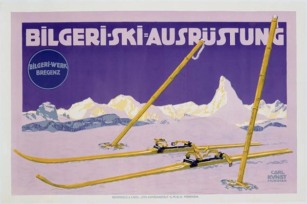 Advertisements: Advertisement for skiing in Austria, c.1912  by Carl Kunst