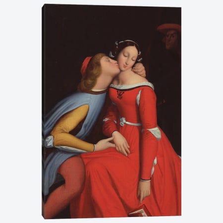 Francesca da Rimini and Paolo Malatesta, 1819  Canvas Print #BMN3836} by Jean-Auguste-Dominique Ingres Canvas Art Print