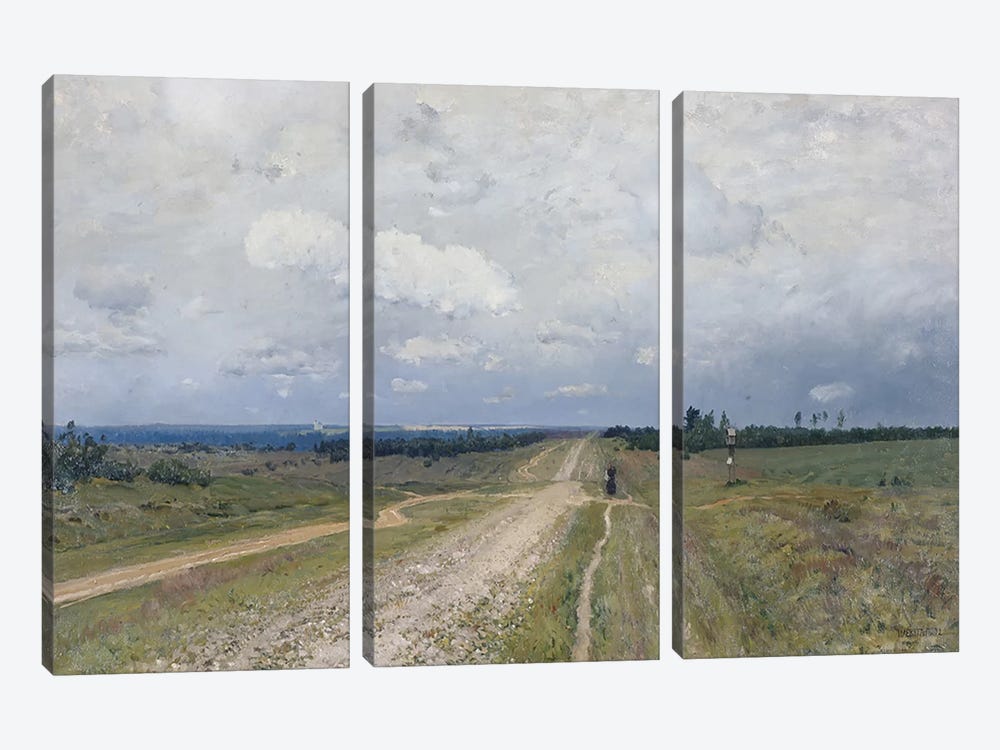 The Vladimirka Road, 1892  by Isaak Ilyich Levitan 3-piece Canvas Print